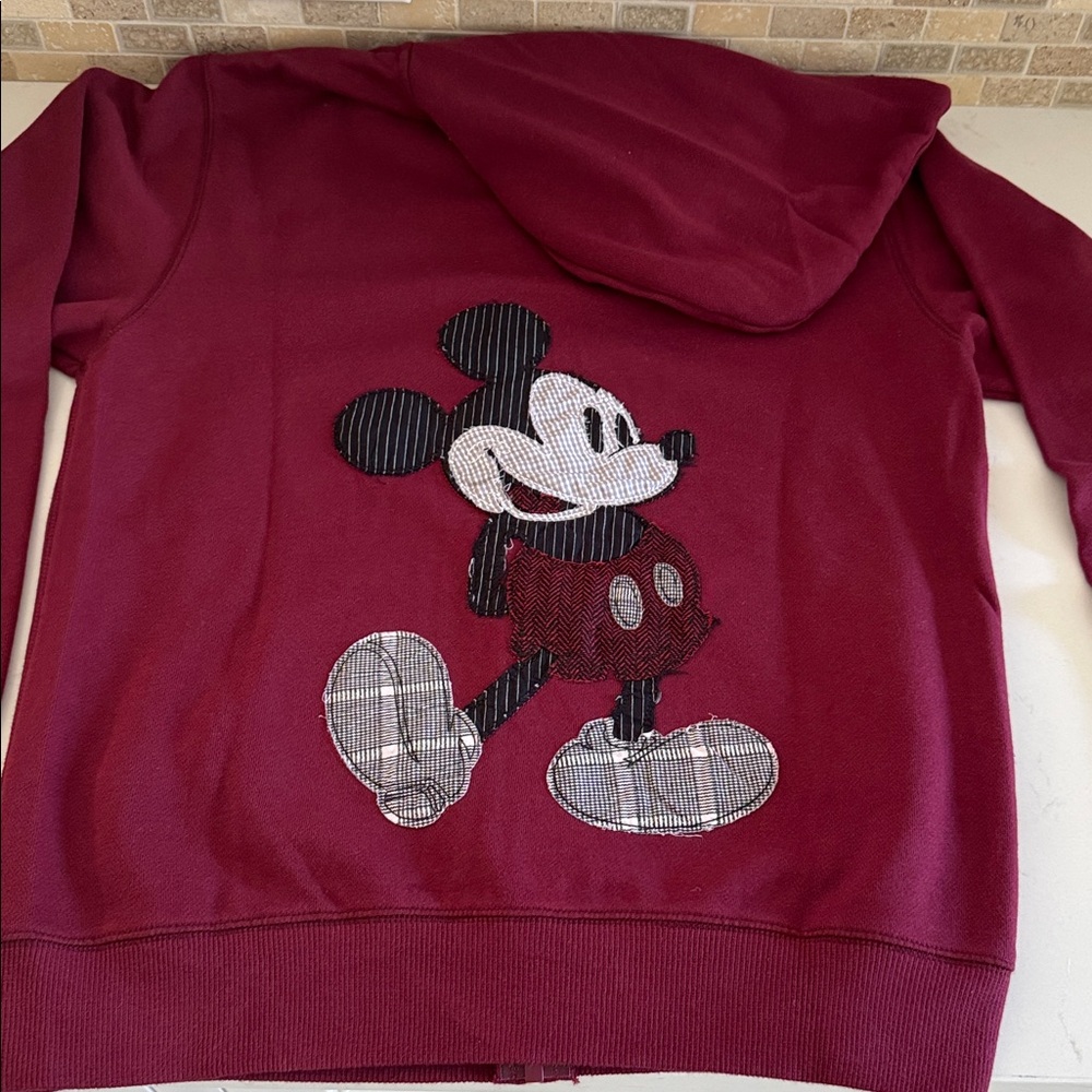 Disney Mickey Mouse Disney Parks Official Burgundy Hoodie Jacket Size: S NWOT